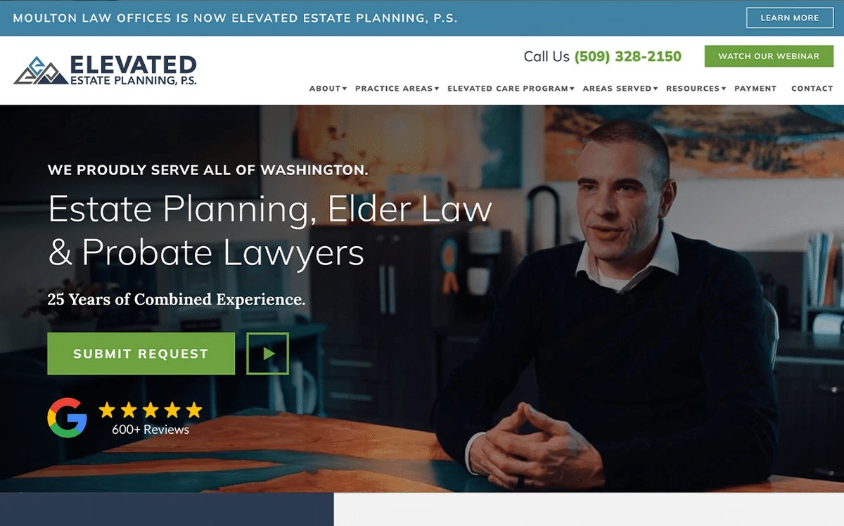 Homepage of Elevated Estate Planning
